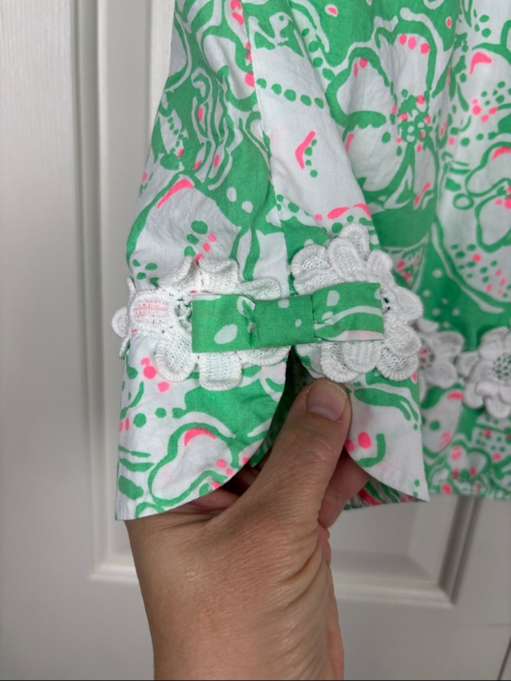 Lilly Pulitzer Green Floral Lace-Hem Skirt - Size 10 - Picture 2 of 7